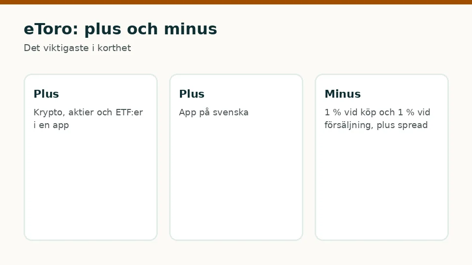 eToro: för- och nackdelar i korthet